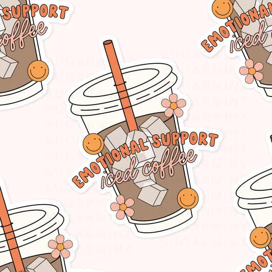 Emotional Support Coffee Waterproof Die Cut Sticker