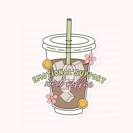 Emotional Support Coffee Waterproof Die Cut Sticker