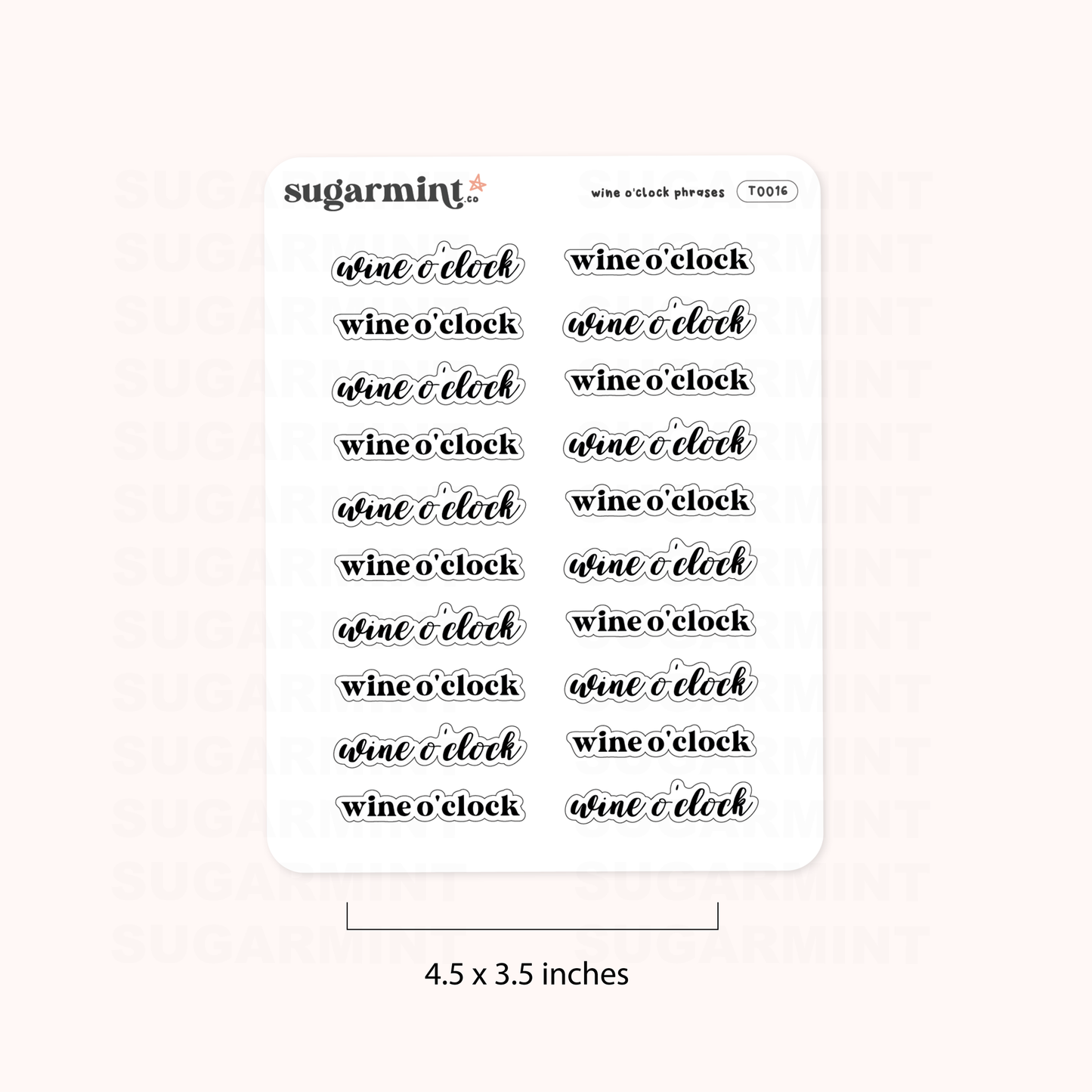Wine O'Clock Script Stickers