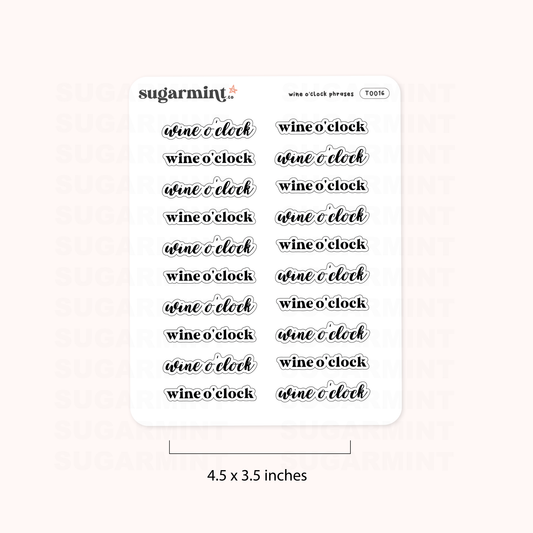 Wine O'Clock Script Stickers