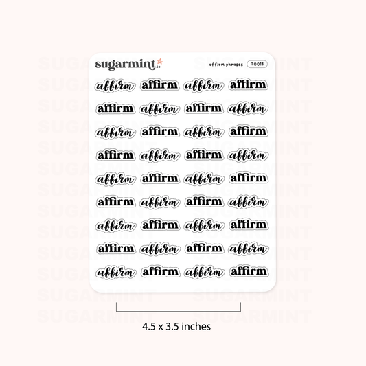 Affirm Script Stickers