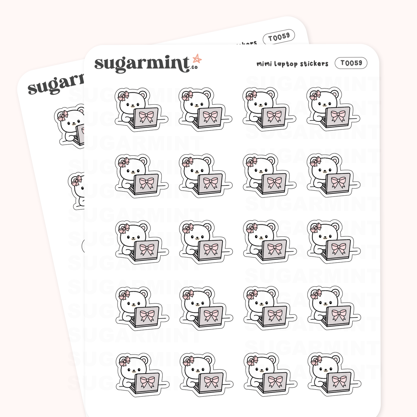 Kawaii Mimi Working / Laptop / Computer Stickers