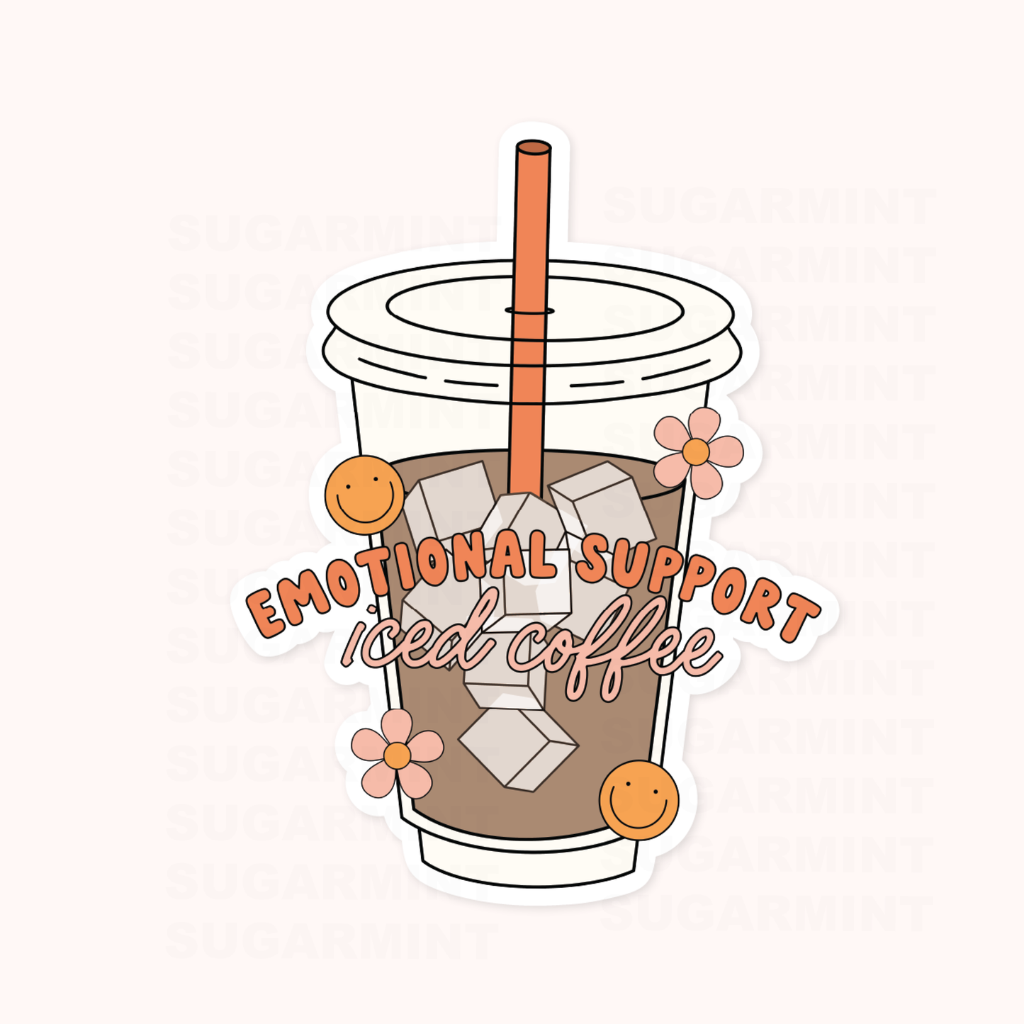 Emotional Support Coffee Waterproof Die Cut Sticker