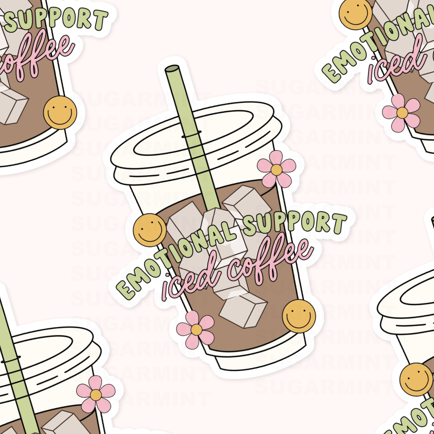 Emotional Support Coffee Waterproof Die Cut Sticker