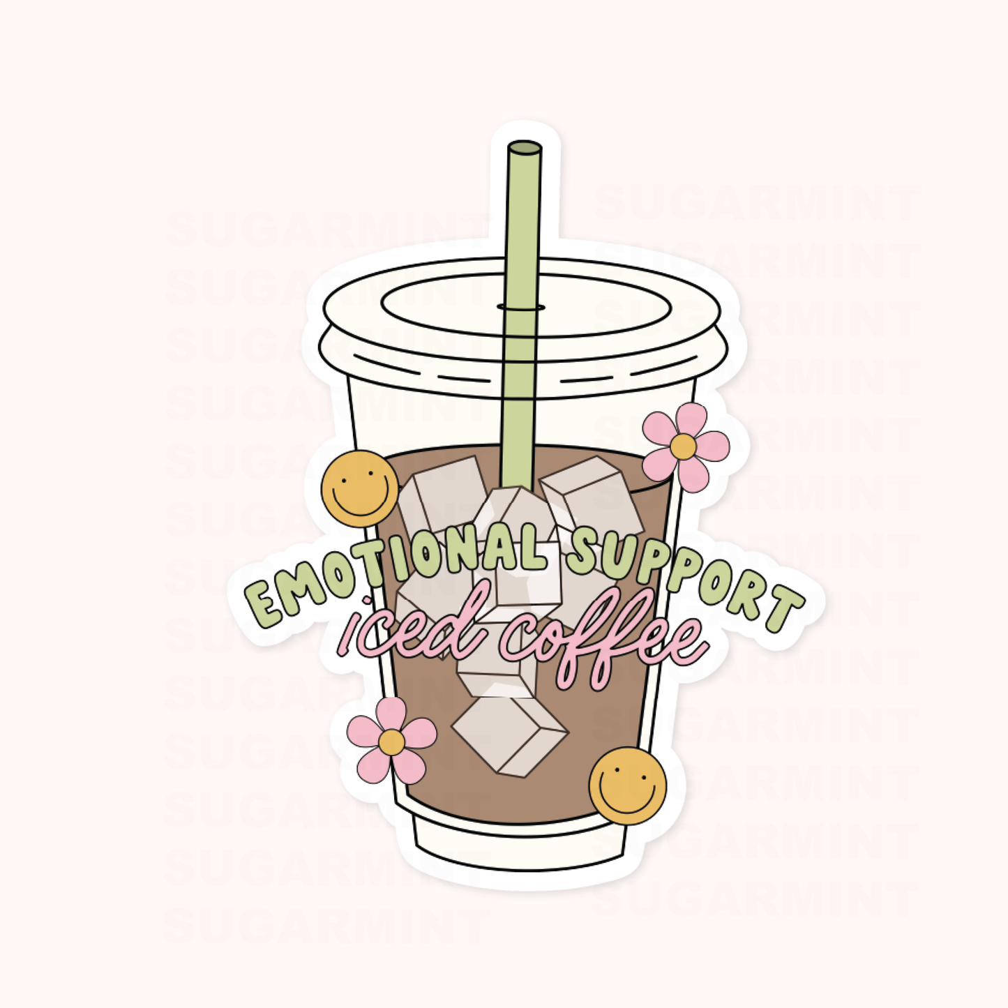 Emotional Support Coffee Waterproof Die Cut Sticker