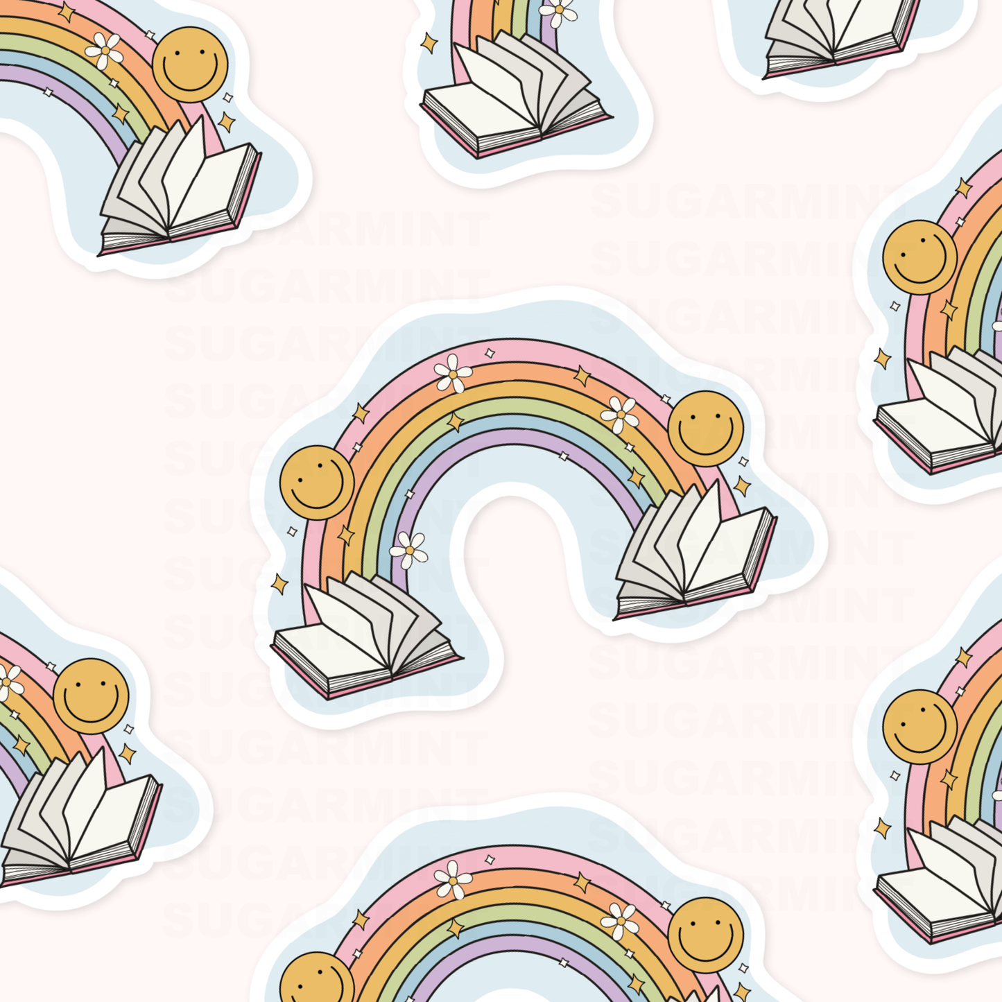 Book Rainbow Waterproof Die Cut Sticker