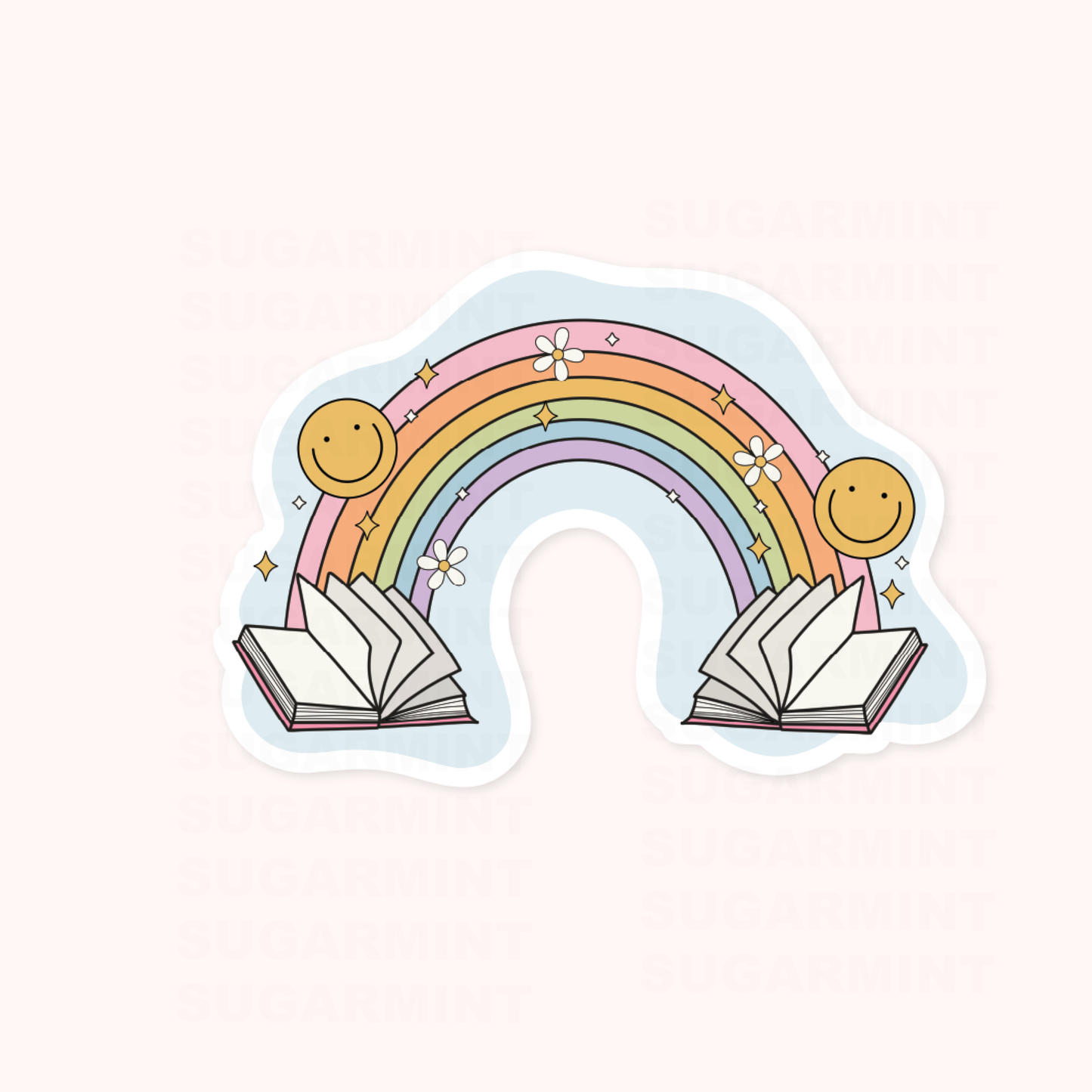 Book Rainbow Waterproof Die Cut Sticker