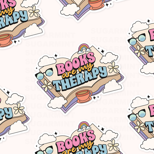 Books are My Therapy Waterproof Die Cut Sticker
