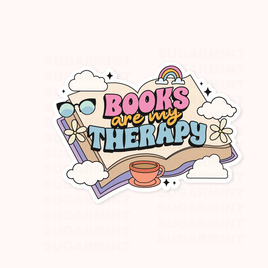 Books are My Therapy Waterproof Die Cut Sticker