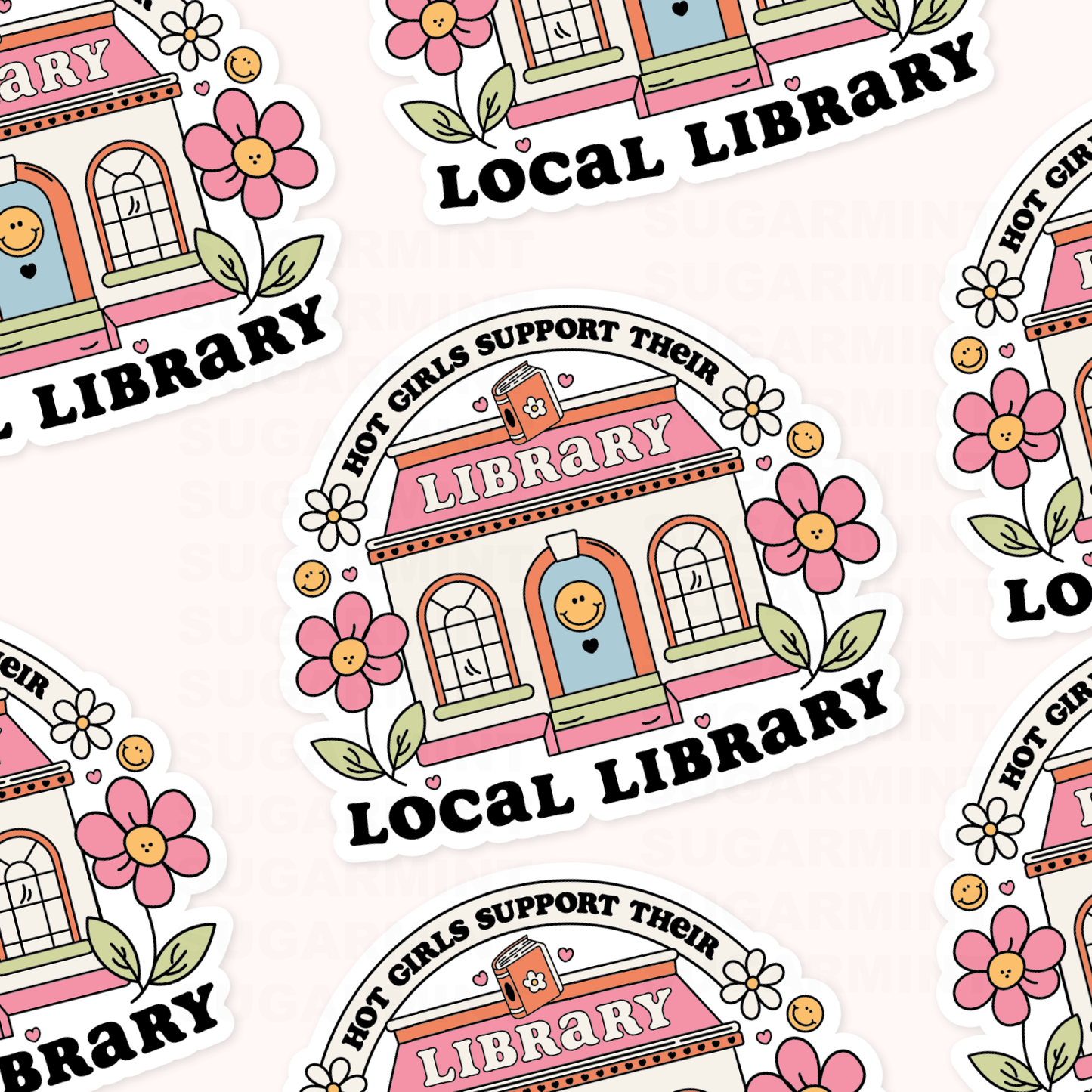 Hot Girls Support Their Local Library Waterproof Die Cut Sticker