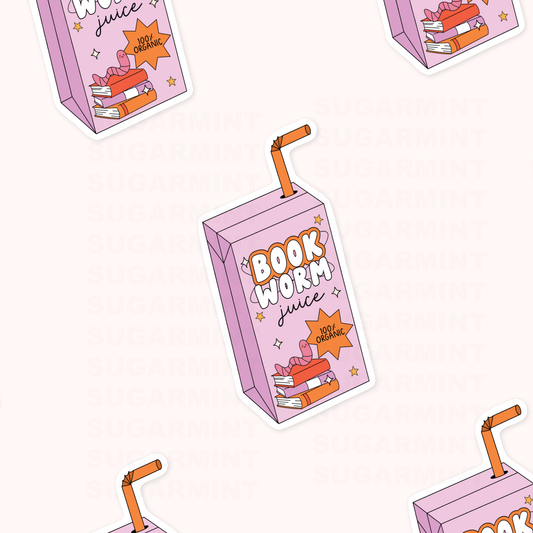 Bookworm Juice Die Cut Sticker