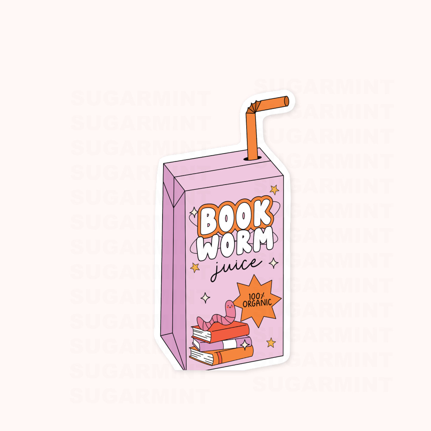 Bookworm Juice Die Cut Sticker