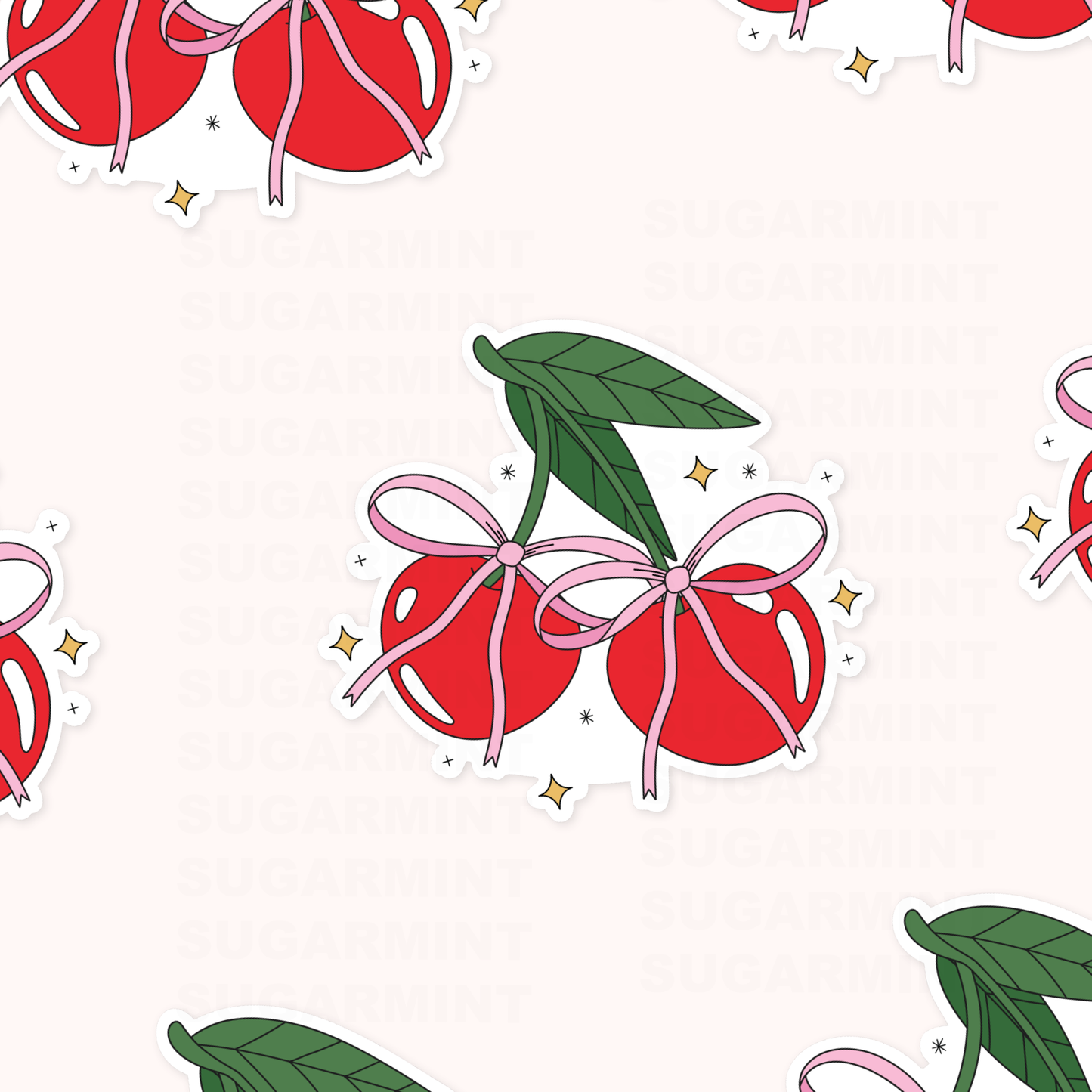 Coquette Cherry Die Cut Sticker