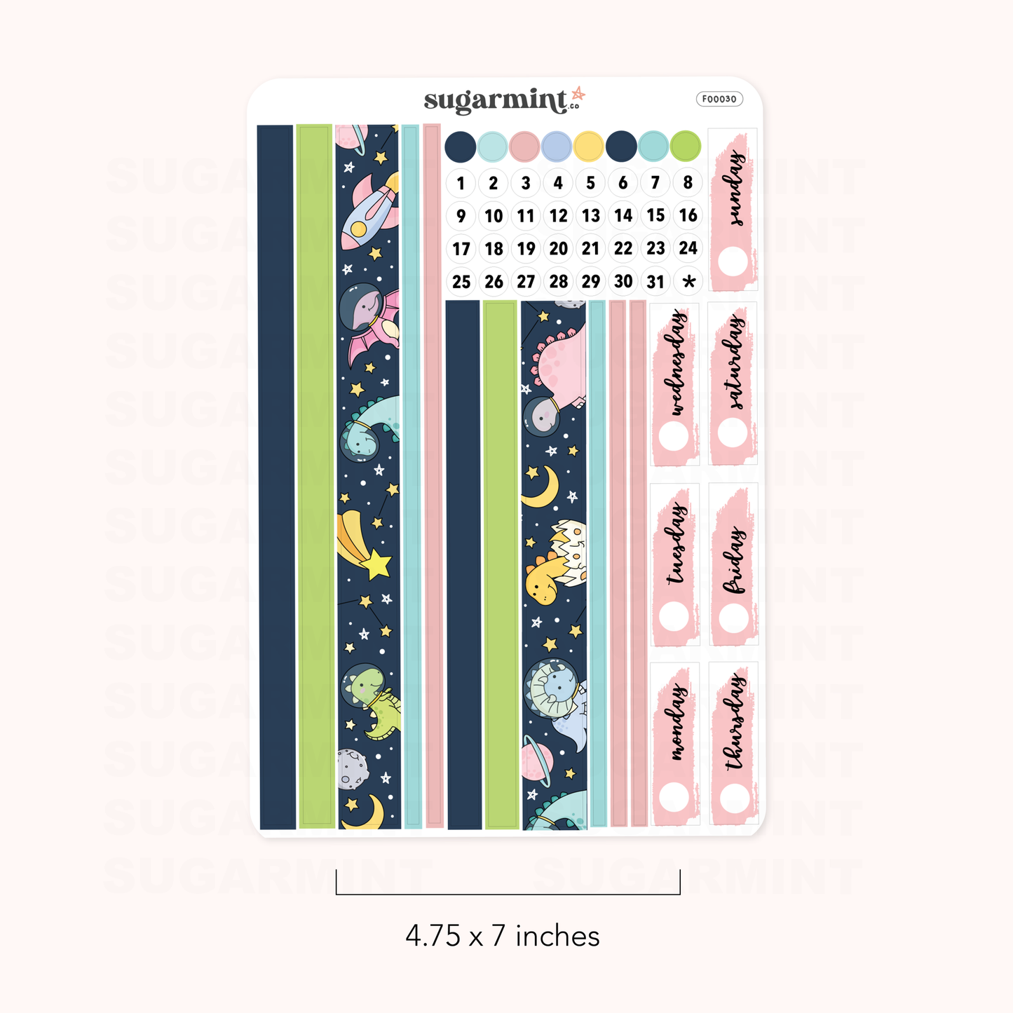 Space Dinos Washi and Date Cover Stickers