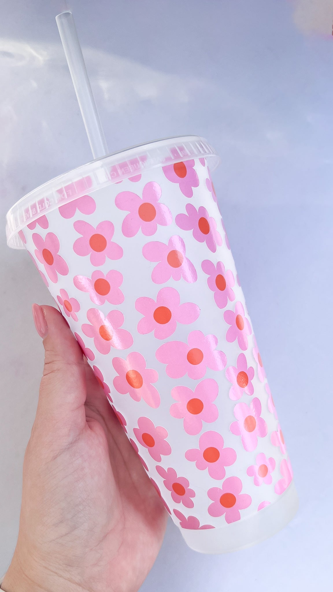 Pink Flower Doodles 24oz Cold Cup