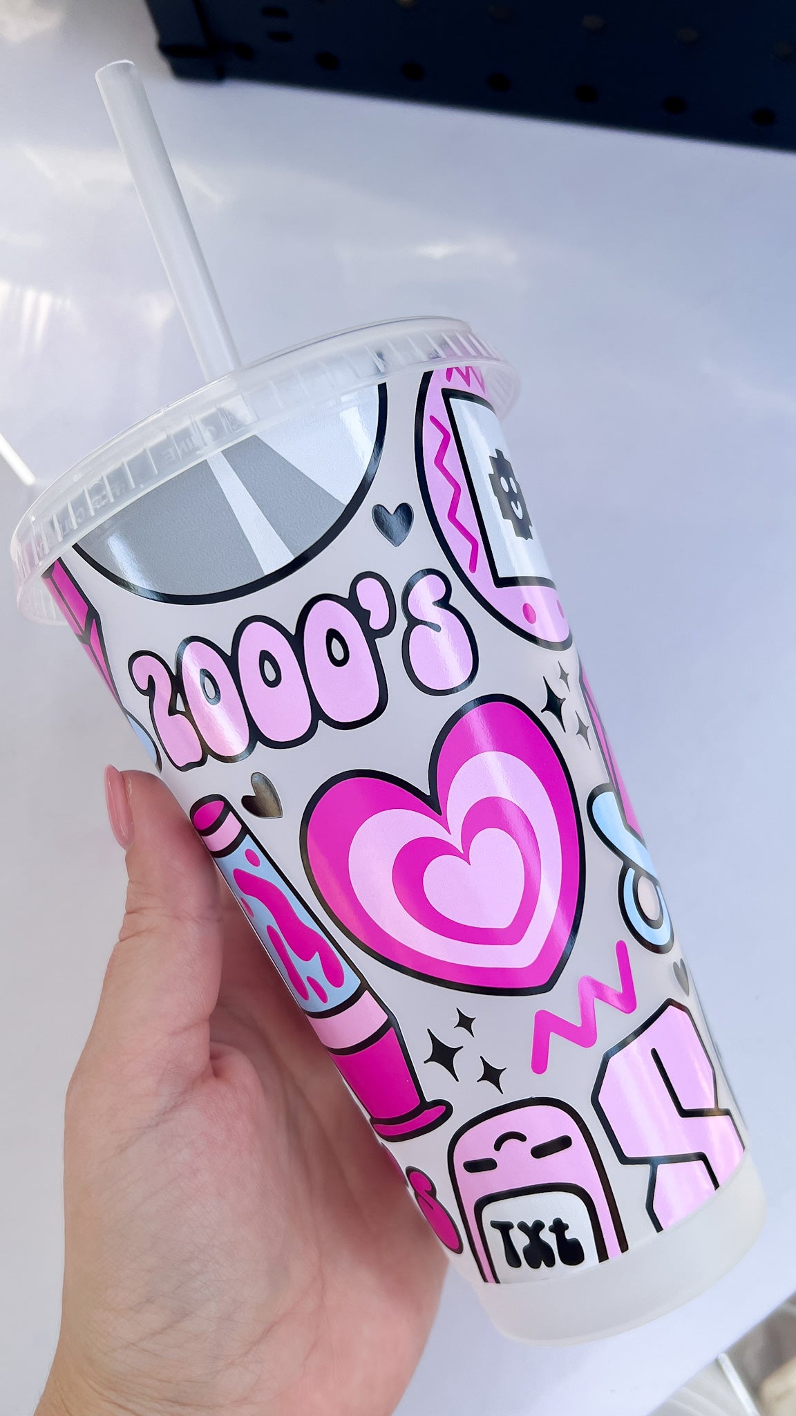 2000's Pink Doodles 24oz Cold Cup