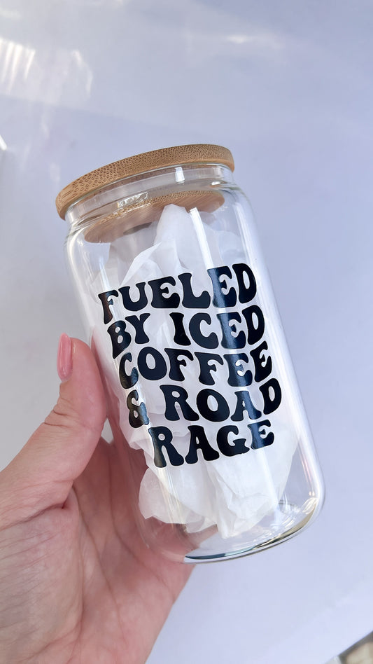 Fueled by Iced Coffee & Road Rage 12oz Libbey Glass