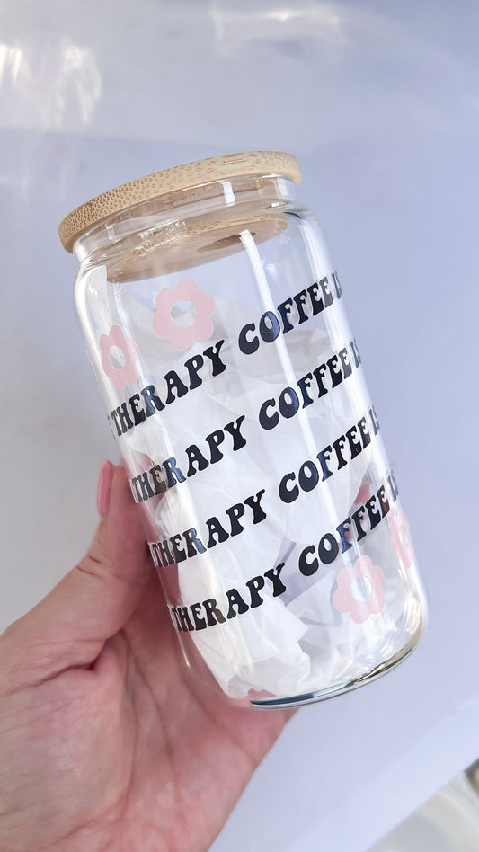Coffee is My Therapy 12oz Libbey Glass