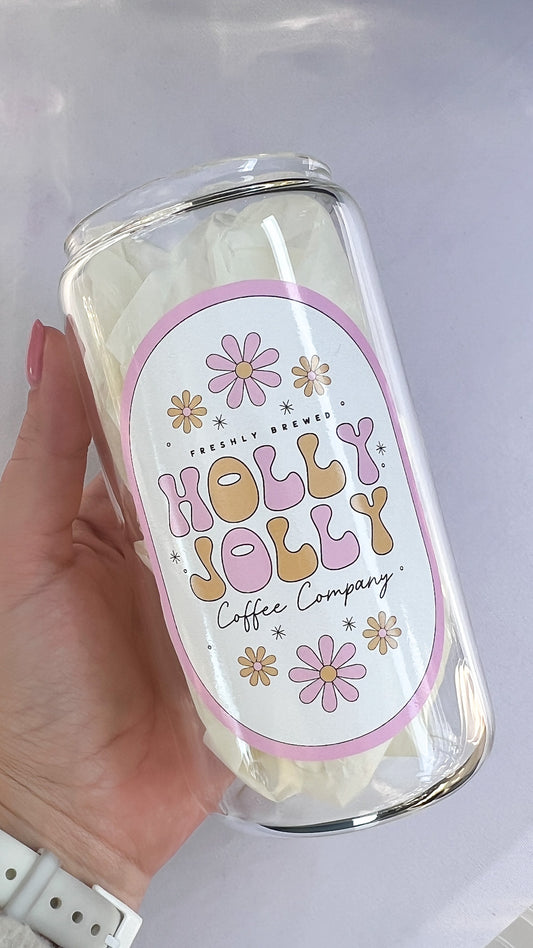 Holly Jolly Coffee Company 16oz Libbey Glass Cup
