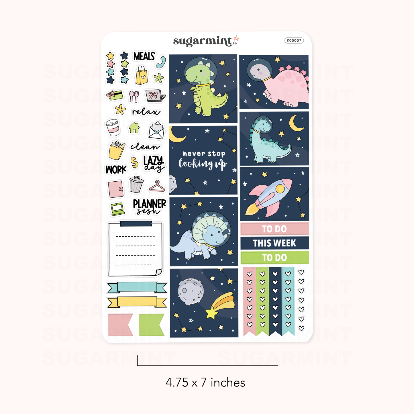 Space Dinos Mini Planner Sticker Kit