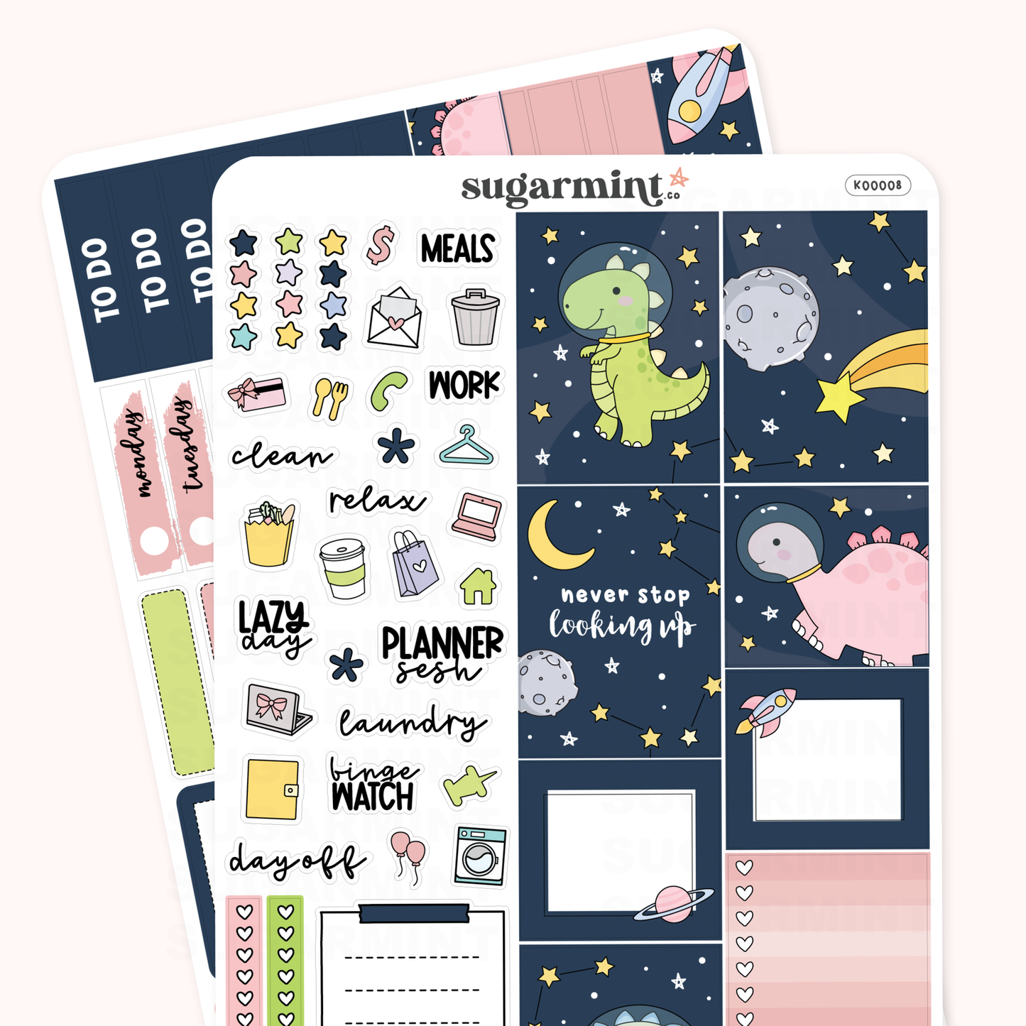 Space Dinos Hobonichi Cousin Planner Sticker Kit