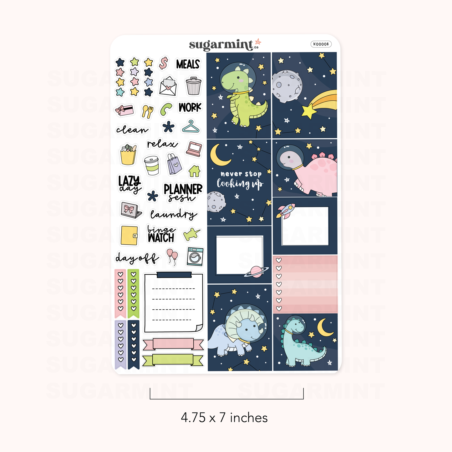 Space Dinos Hobonichi Cousin Planner Sticker Kit