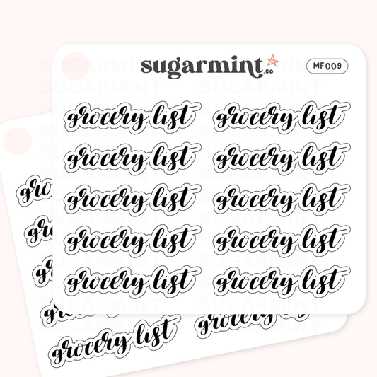Grocery List Mini Functional Stickers