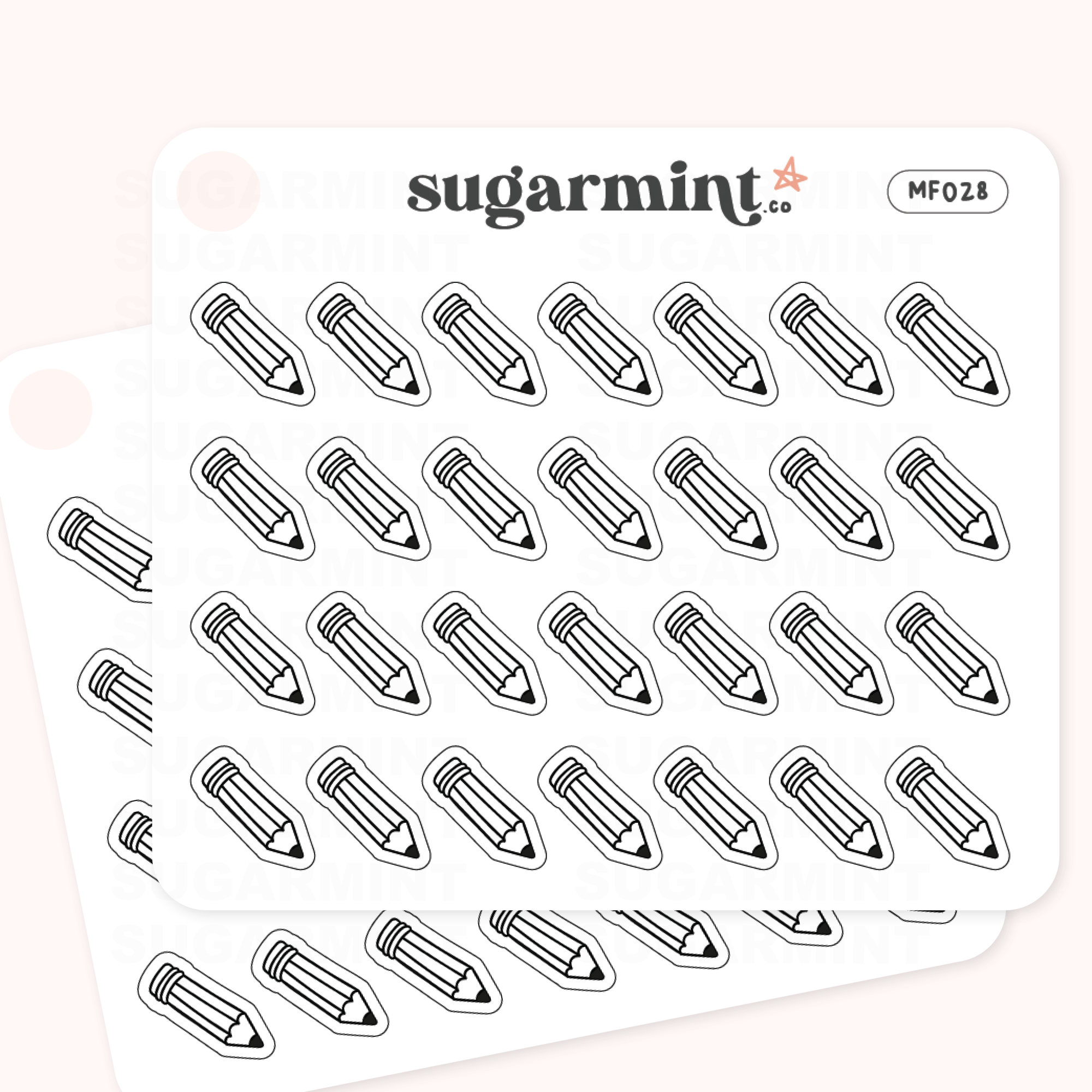Pencil Icon Stickers – Sugar Mint