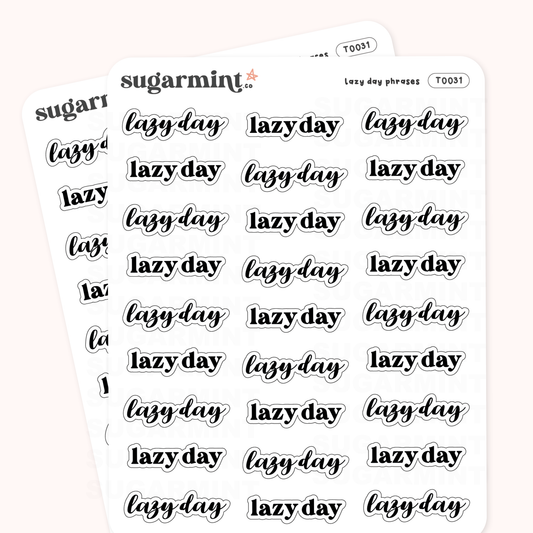 Lazy Day Script Stickers